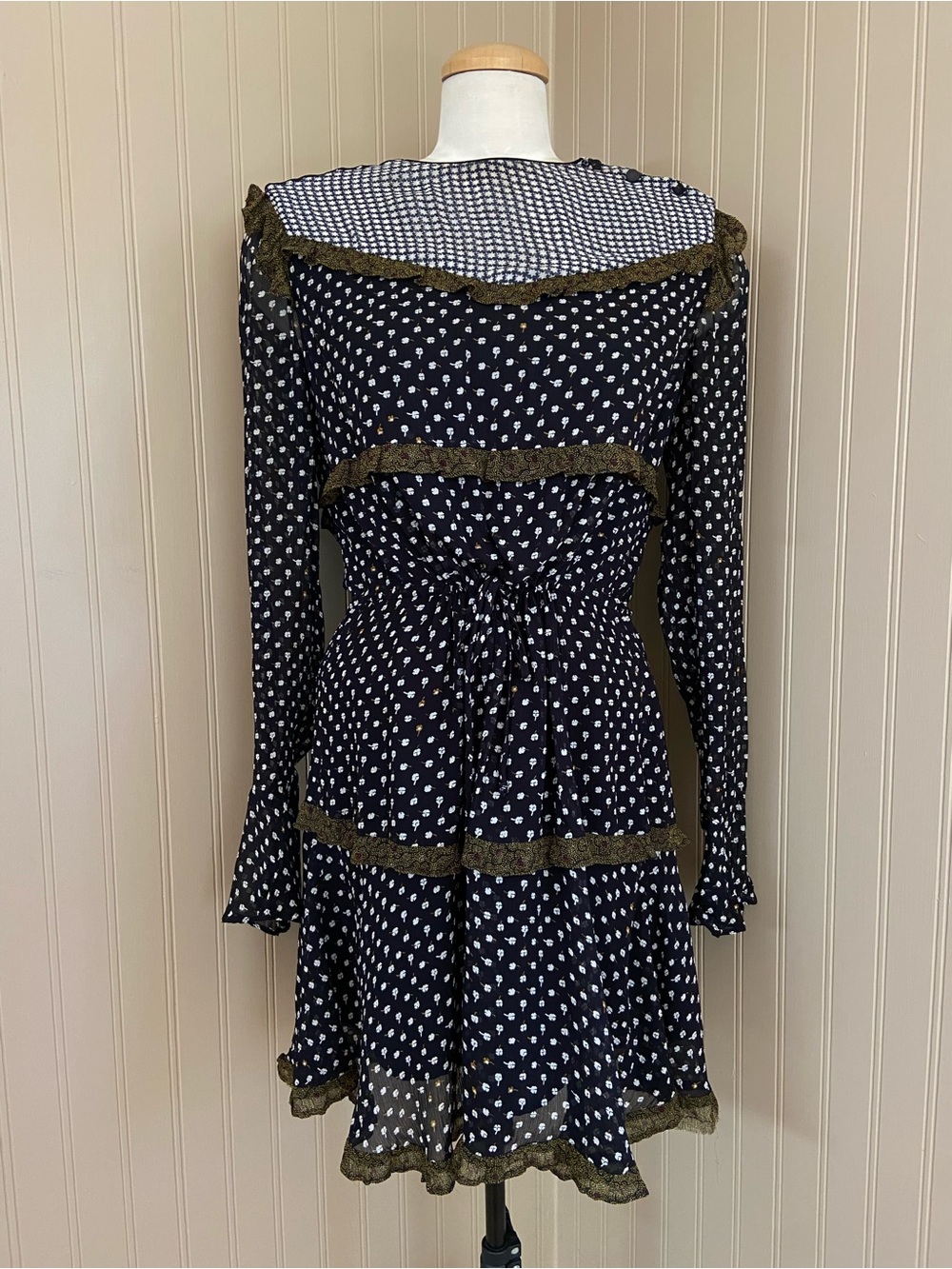 Scotch & Soda Le Jardin D'Apus Floral Black Chiffon Dress Women’s Size Small